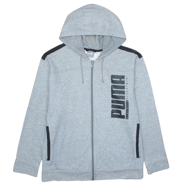 Puma 90's Vintage Large Grey Spellout Full Zip Hoodie