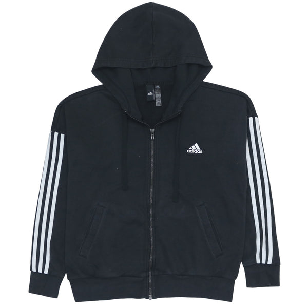 Adidas 90's Black Striped Sleeve Vintage Zip Hoodie Women's Large