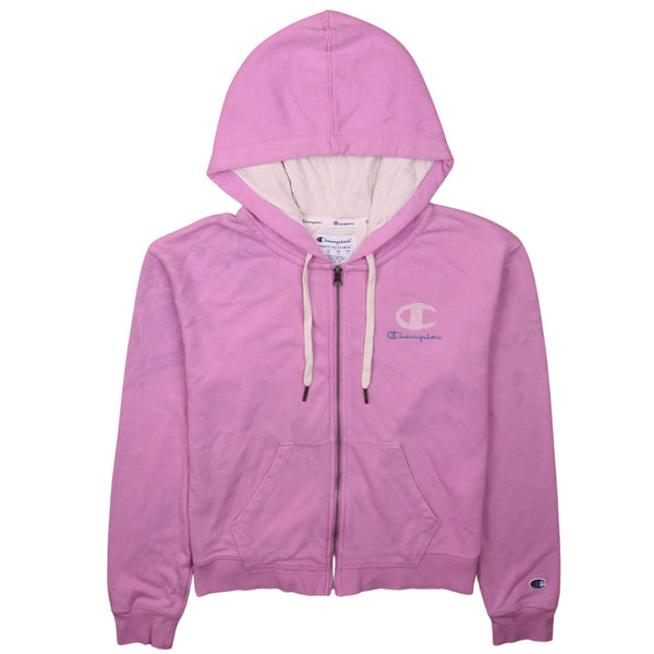 Champion 90s Small Pink Hoodie Full Zip Drawstring Pockets Vintage