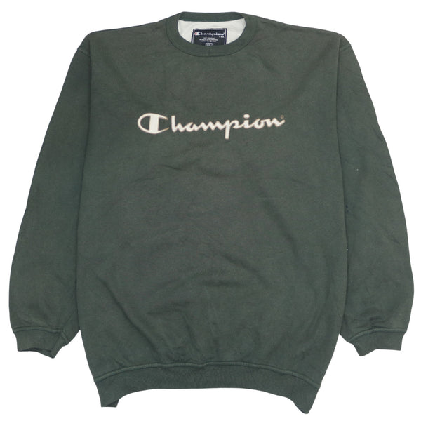 Vintage Champion 90's Green Spellout Crew Neck Sweatshirt XXL