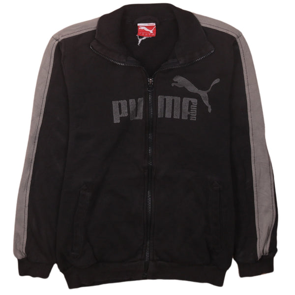 Puma 90's Vintage Spellout Black Full Zip Sweatshirt Large