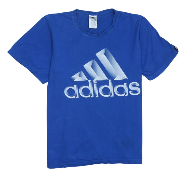 Adidas 90's Vintage Spellout Blue T Shirt Men's Large