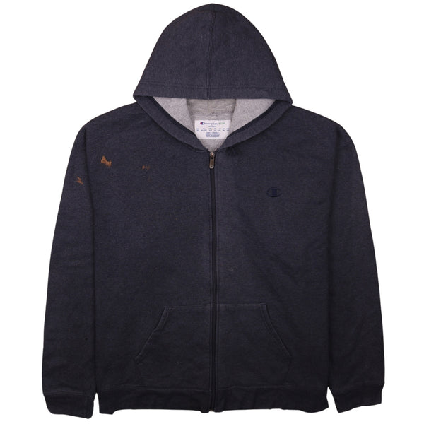 Champion 90's Drawstring Pockets Full Zip Up Hoodie XXLarge (2XL) Navy Blue