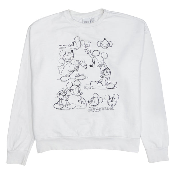 Disney 90's Mickey Mouse Crew Neck Sweatshirt Small White