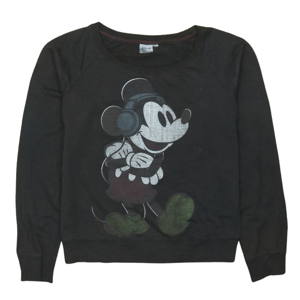 Disney 90's Mickey Mouse Crew Neck Sweatshirt Medium  Black