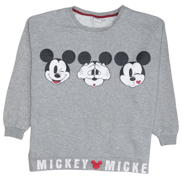 Disney 90's Mickey Mouse Crew Neck Sweatshirt Medium Grey