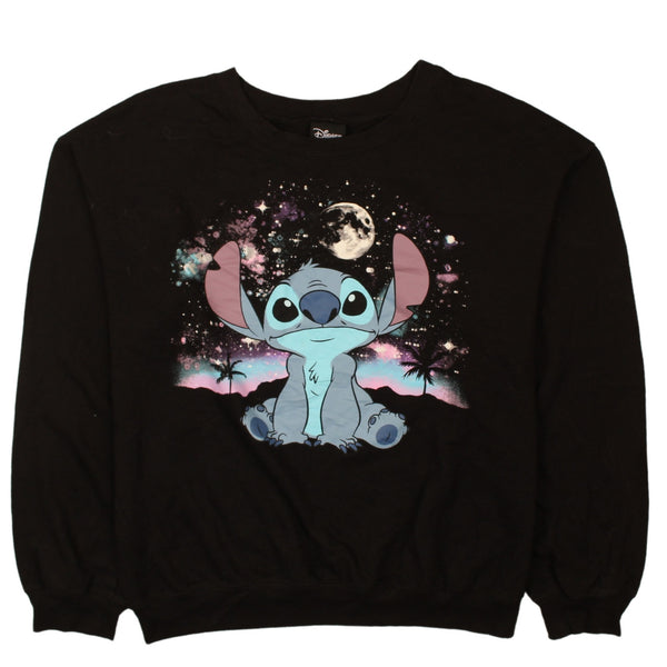 Disney 90's Lilo & Stitch Black Crew Neck Sweatshirt Women Large