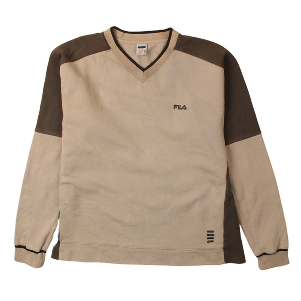 Fila 90's Heavyweight V Neck Sweatshirt Large Grey