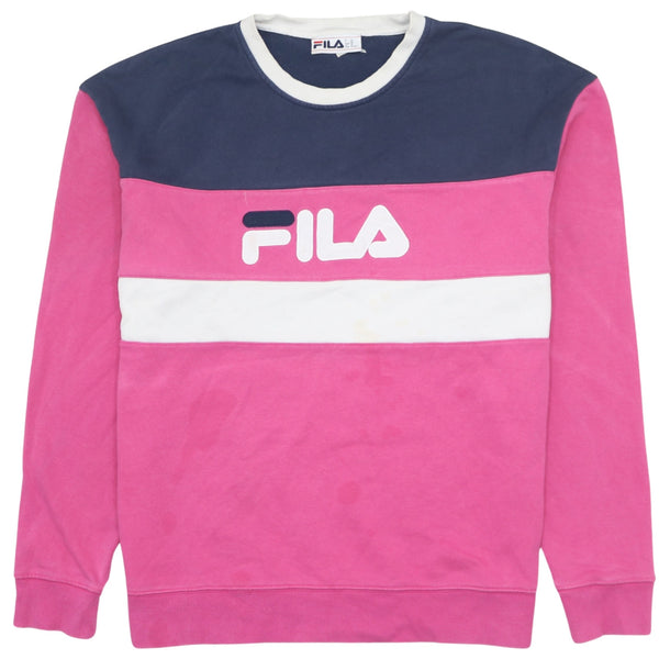 Fila Vintage 90's Spellout Crew Neck Sweatshirt Navy XL, Retro Fashion