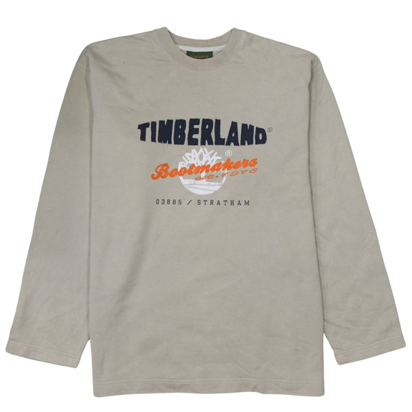 Vintage Timberland 90's Khaki Green Crew Neck Spellout Sweatshirt Large