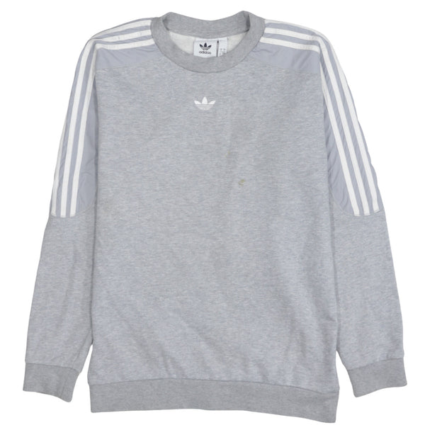 Adidas 90's Striped Sleeve Crew Neck Sweatshirt Small Grey