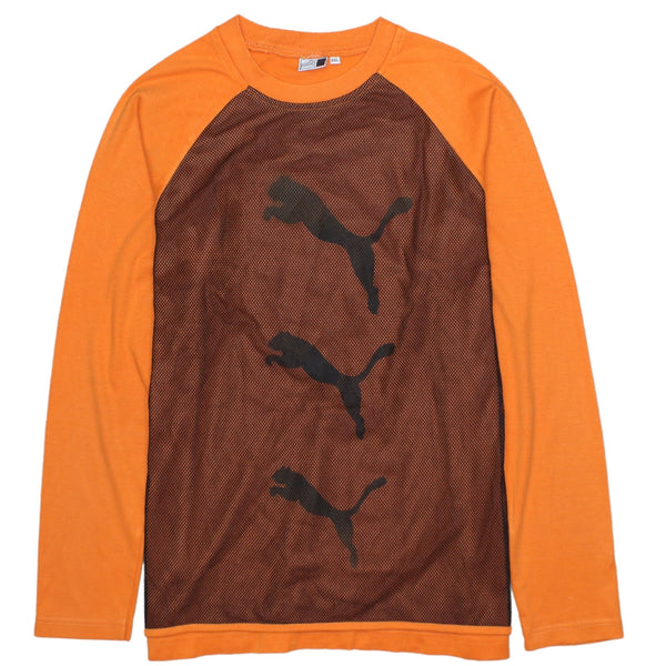 Puma 90's Vintage Spellout Crew Neck Sweatshirt 2XL Brown Orange