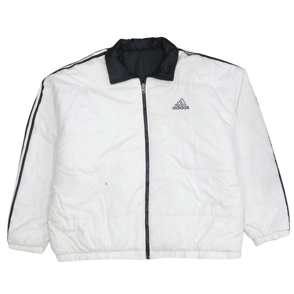 Adidas 90's Lightweight Full Zip Up Puffer Jacket Large White
