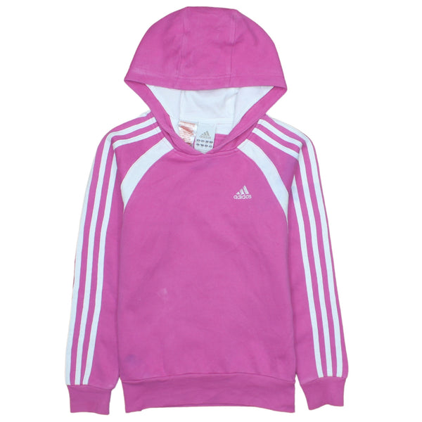 Adidas 90's Vintage Striped Sleeve Pink Hoodie Small