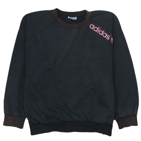 Adidas Black 90's Vintage Lightweight Crew Neck Sweatshirt Sz Small