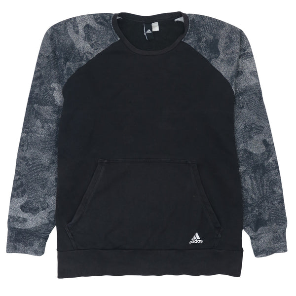 Adidas 90's Drawstring Pockets Crew Neck Sweatshirt XXLarge  Black