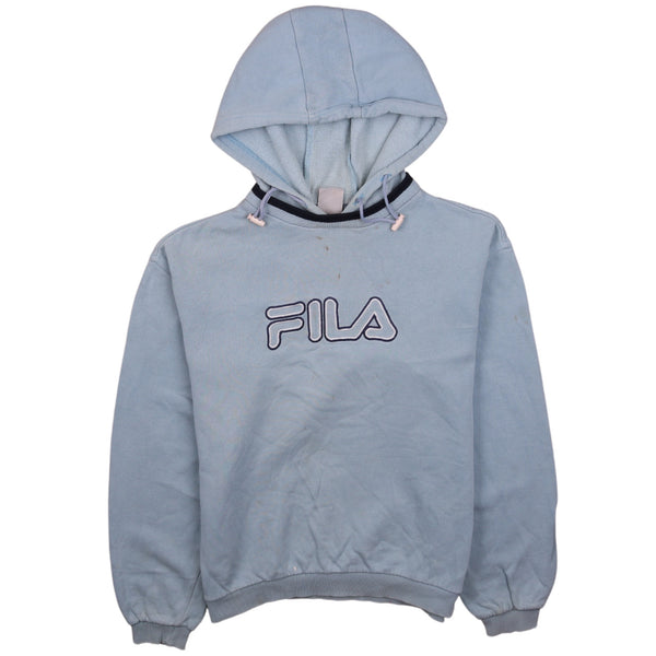 Fila 90's Blue Spellout Pullover Heavyweight Hoodie Men's Small
