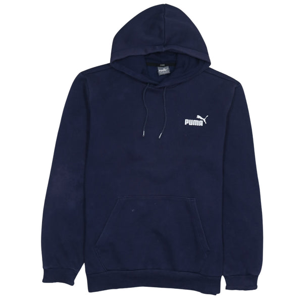 Puma 90's Drawstring Pockets Pullover Hoodie Large Navy Blue
