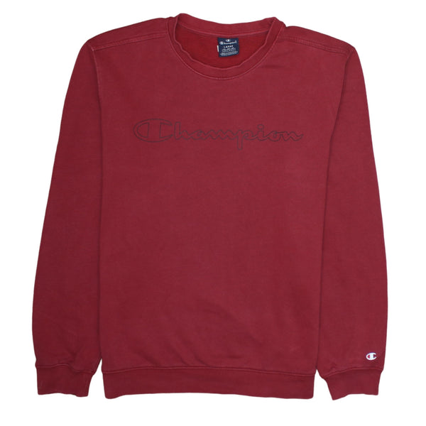 Champion 90's Spellout Crew Neck Sweatshirt Large Red