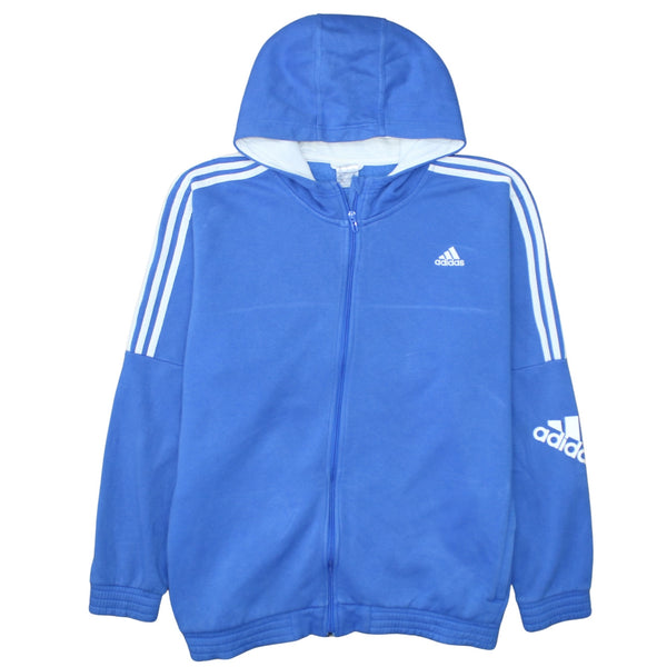 Adidas 90's Striped Sleeve Full Zip Up Hoodie XXLarge (2XL) Blue