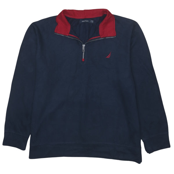Nautica Vintage 90's Heavyweight Quarter Zip Sweatshirt XL Navy