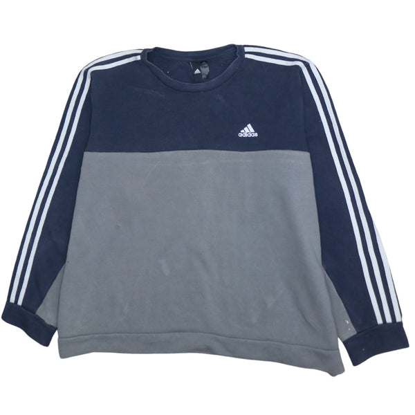 Adidas 90's Crew Neck Sweatshirt XXLarge (2XL) Striped Sleeve Grey