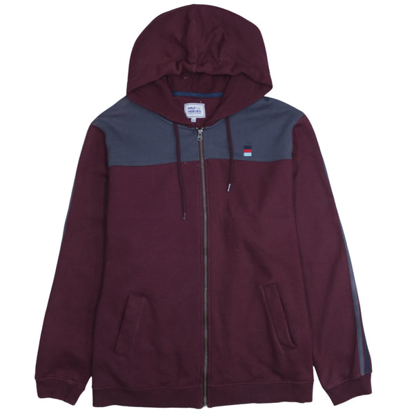 Retro 90's Burgundy Red Lightweight Full Zip Up Hoodie XXL (2XL)