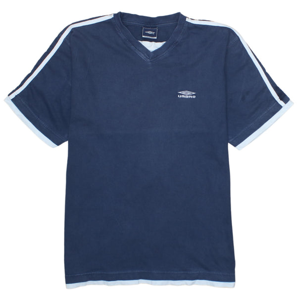 Vintage Umbro 90's Navy Blue Short Sleeve V-Neck T-Shirt, Men's Large