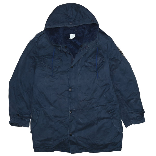 Men's Vintage 90s Navy Blue Hooded Full Zip Windbreaker XLarge