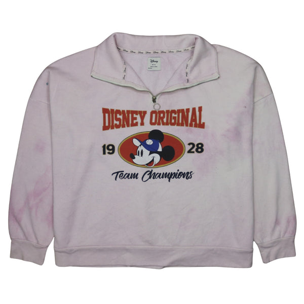 Disney 90's Disney Original 1928 Quarter Zip Sweatshirt XXLarge (2XL) Pink