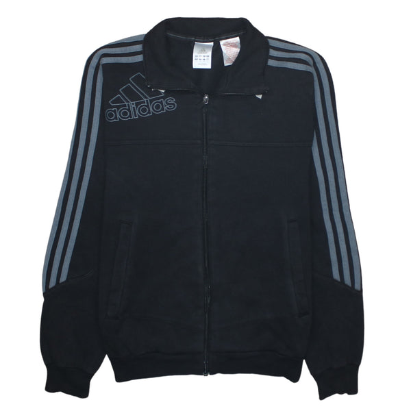 Adidas 90's Striped Sleeve Full Zip Up Sweatshirt Large Black