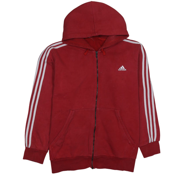 Adidas 90's Striped Sleeve Full Zip Up Hoodie XXLarge  Red