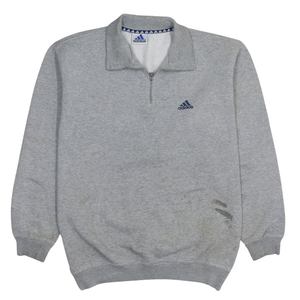 Adidas 90's Grey Lightweight Quarter Zip Sweatshirt Men's Large