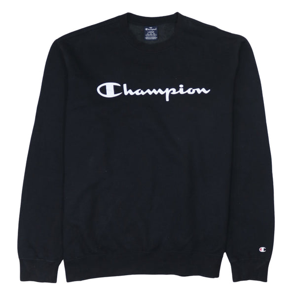 Champion 90's Spellout Crew Neck Sweatshirt Large Black