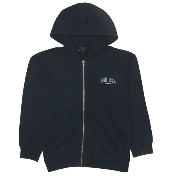 Vintage Lee 90s Black XLarge Hoodie with Drawstring and Pockets