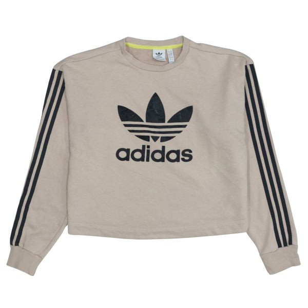 Adidas 90's Women's Medium Spellout Crew Neck Sweatshirt Beige Cotton
