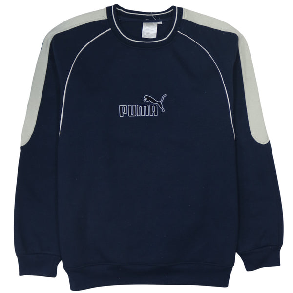 Puma 90's Navy Blue Spellout Crew Neck Sweatshirt XXL