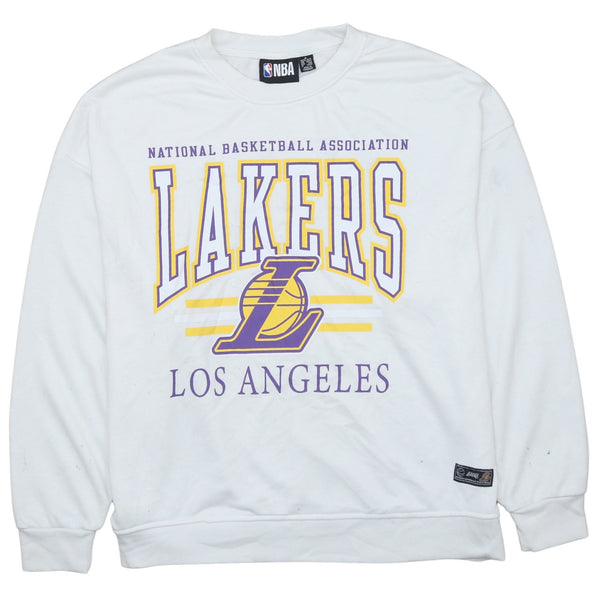 Vintage 90's LA Lakers Crewneck Sweatshirt NBA Medium White Cotton
