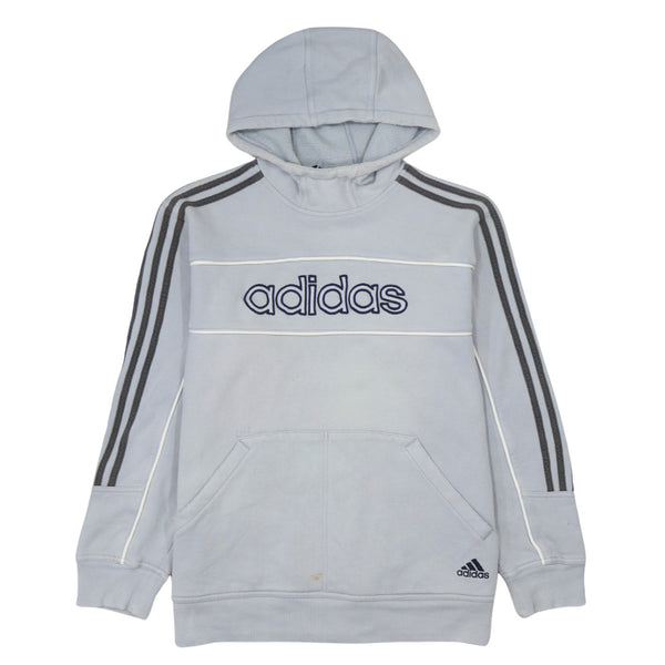 Adidas 90s Grey Spellout Pullover Hoodie Men's S Vintage Streetwear