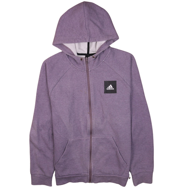 Adidas 90's Purple Small Full Zip Up Hoodie with Drawstrings & Pockets