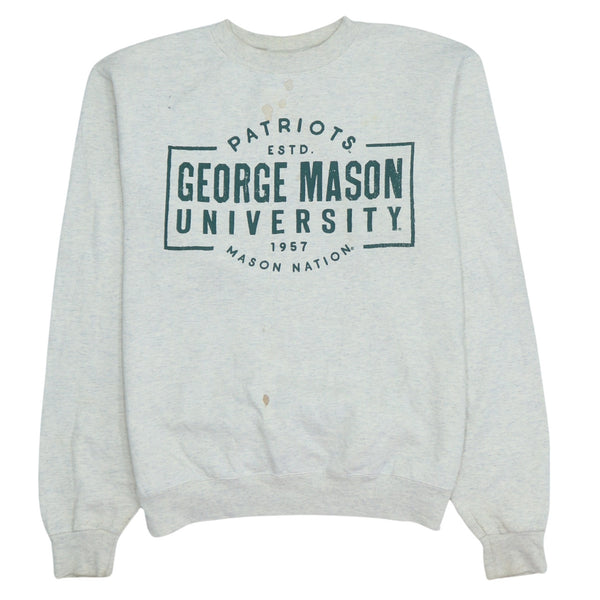 90s Champion Patriots ESTD. George Mason University Crew Neck Sweatshirt Small Beige Cream