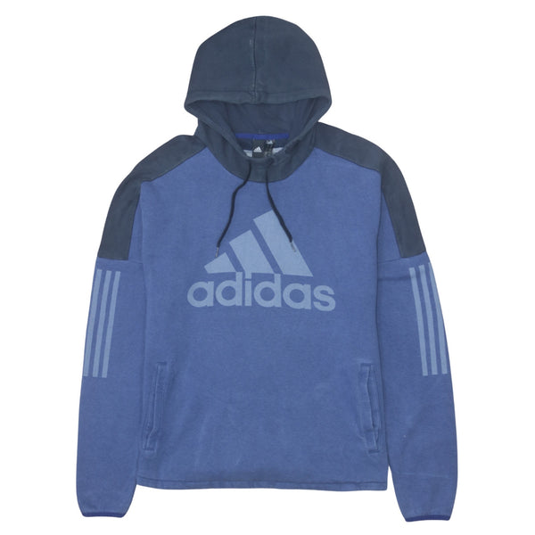 Adidas 90's Spellout Pullover Hoodie Large Blue