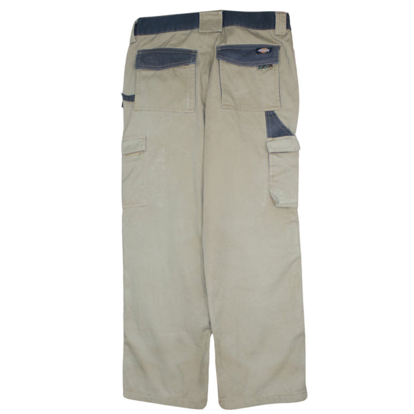 Dickies 90's Drawstring Pockets Straight Leg Baggy Trousers / Pants 34 Beige Cream