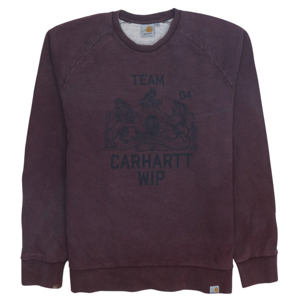 Carhartt 90's Spellout Crew Neck Sweatshirt Large Burgundy Red