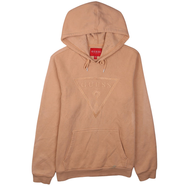 Guess 90's Spellout Pullover Hoodie Large Tan Brown