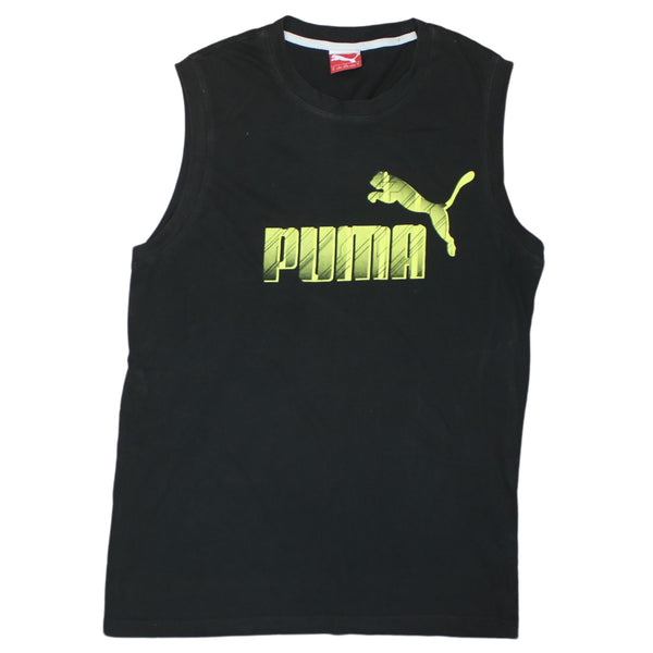 Puma 90's Spellout Vest Sleeveless Gilet Medium Black