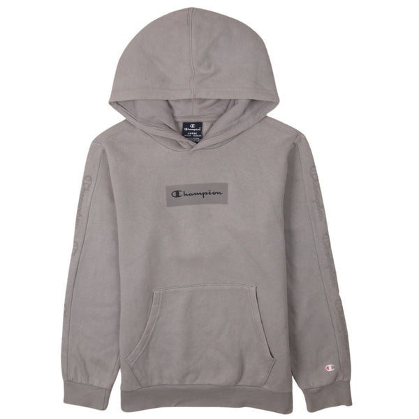 Champion 90's Vintage Spellout Pullover Grey Hoodie, Women's Large