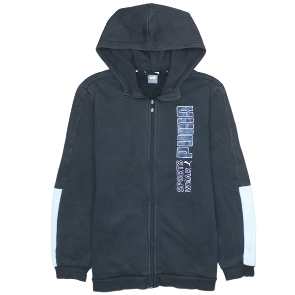 Puma 90s Vintage Spellout Full Zip Up Hoodie XLarge Black