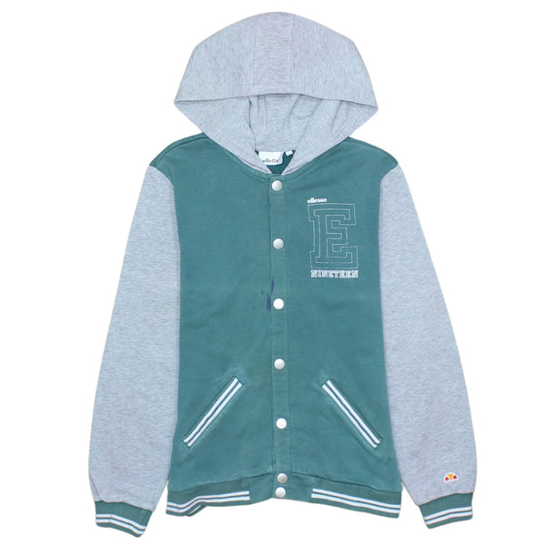 Ellesse 90's Green XSmall Striped Cuff Button Up Hoodie