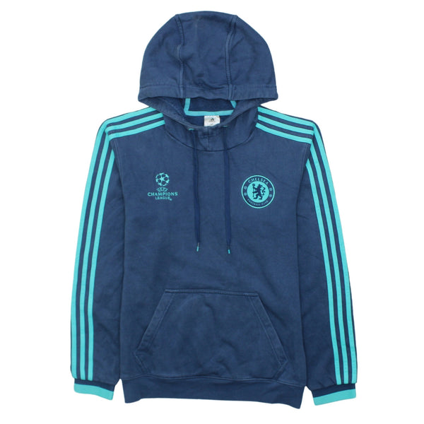 Adidas 90's Vintage Blue Striped Sleeve Pullover Hoodie Men's Small